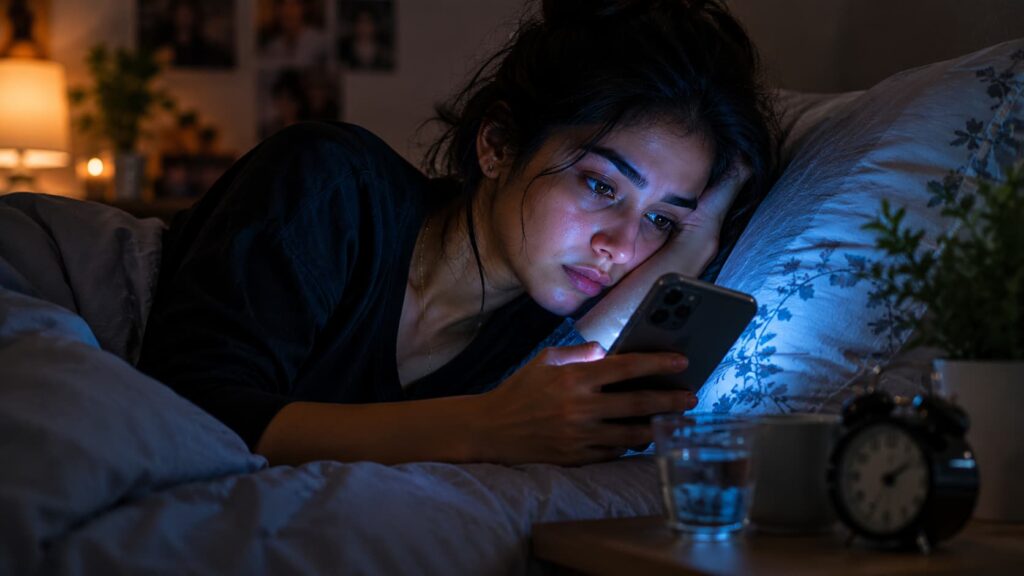Late-night phone use affecting sleep quality and morning energy