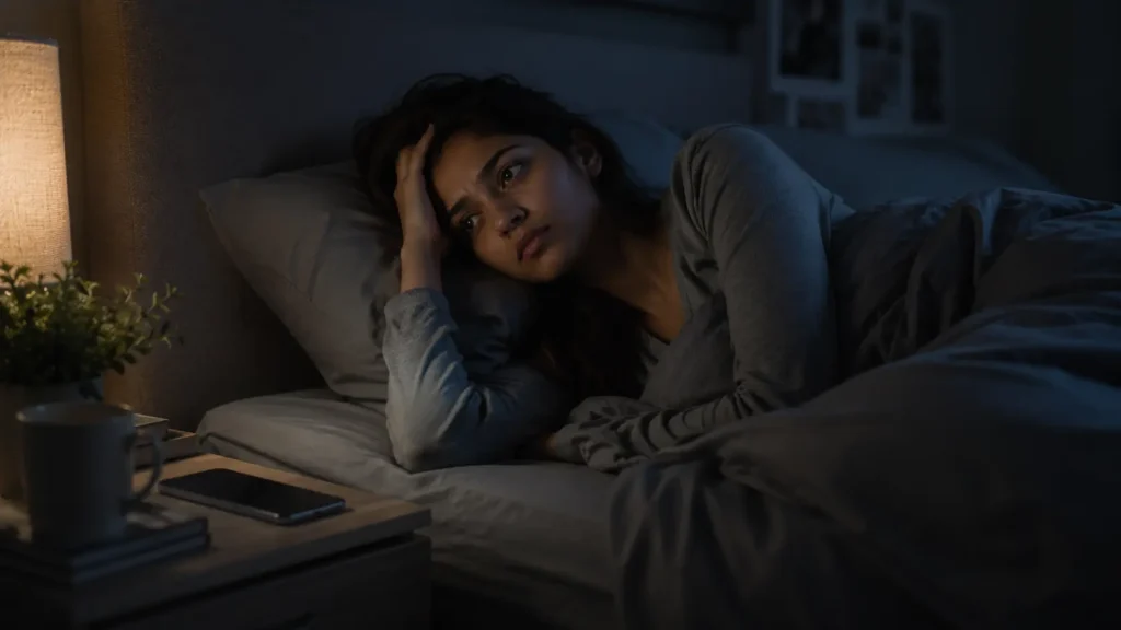 Stress and overthinking before sleep affecting nighttime recovery